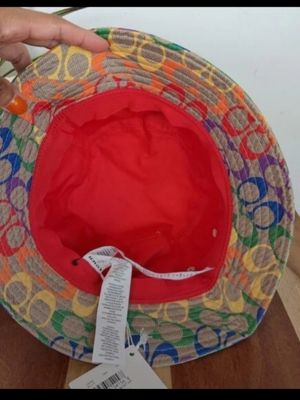 Coach Multicolor Signature Print Bucket Hat - Rainbow Logo - Picture 3 of 5